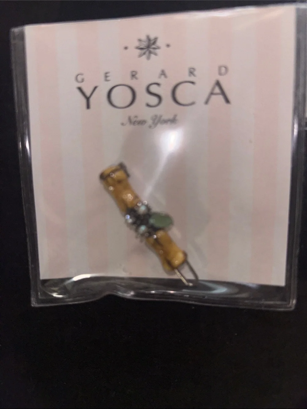 Gerard Yosca Yellow Enamel Dragonfly & Bamboo Hair Barette Set